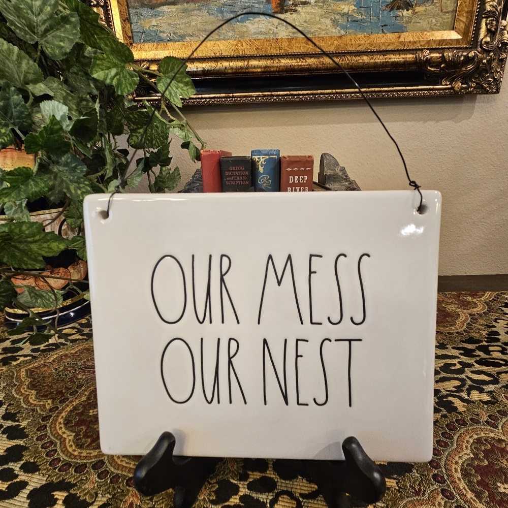 Rae Dunn Artisan Collection 'Our Mess Our Nest' Tile Plaque Sign